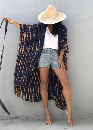 Copricostume da spiaggia da donna con apertura sul davanti, maxi cardigan, kimono, costume da bagno con cinture platinumshop