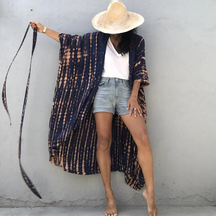 Copricostume da spiaggia da donna con apertura sul davanti, maxi cardigan, kimono, costume da bagno con cinture platinumshop
