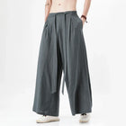 Pantaloni retrò in cotone e lino stile cinese Uomo Kimono estivo Pantaloni tradizionali in tinta unita Pantaloni casual a gamba larga streetwear maschile