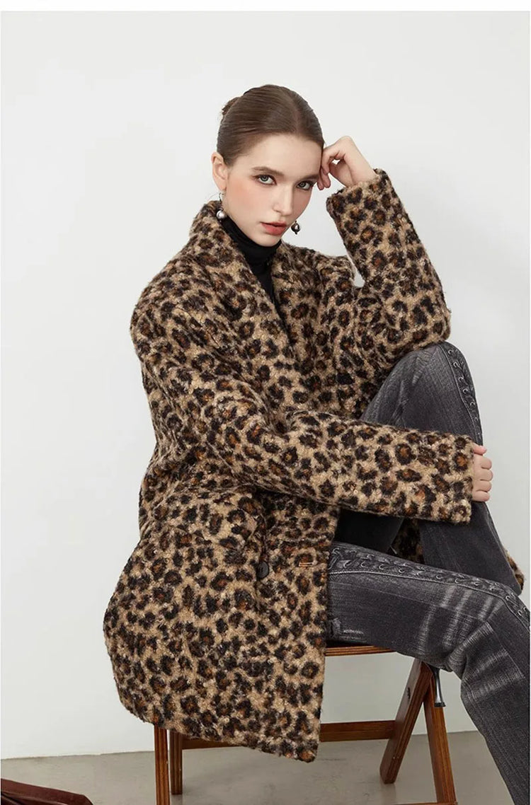 ZADORIN High Street Elegant Leopard Suit Faux Fur Jacket Long Cool Double Faced Faux Fur Coat Woman Autumn Winter Clothes Coats
