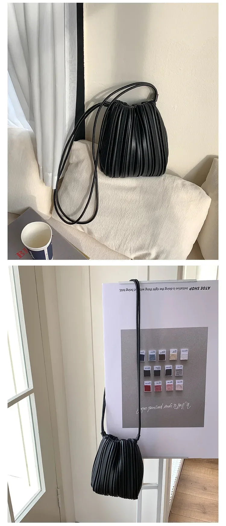 Summer Fashion New Crossbody Bag Women's PU Single Shoulder Mini Bag Luxury Versatile Pleated Casual Small Square Bag Handbags PlatiNum