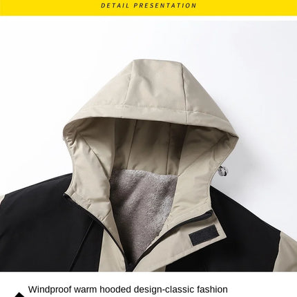 Plus Size Male Waterproof Windproof Hooded Jacket Autumn Winter New Fashion Men Casual Loose Fleece Thick Warm High Quality Coat