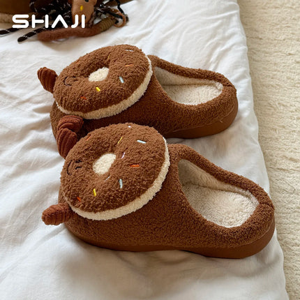 Plush Cotton Slippers Women Winter Indoor Home Shoes Anti-slip Thick Warm Cotton Shoes Cartoon Slippers Soft Comfortable Slipper