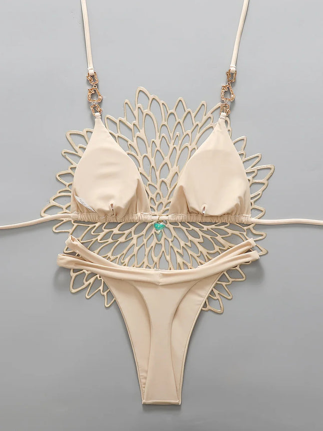 Micro Bikini 2026 Women's Swimsuit Sexy Push-Up Brazilian Bikini Set Halter Solid Color Summer Beachwear