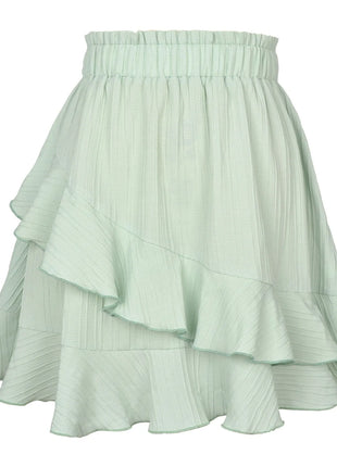 Gonna da donna gonna a balze da donna moda vita alta gonna corta tinta unita irregolare gonna tinta unita alla moda da donna