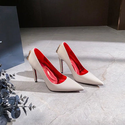 Scarpe da Donna di Lusso con Decorazioni Metalliche, Tacco Alto a Punta, Eleganti Scarpe Casual Francesi, Zapatos Mujer platinumshop