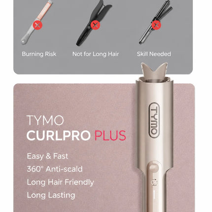 TYMO CURLPRO PLUS Auto Rotating Curling Iron Ceramic Curler, Anti-Scald, Anti-Tangle,32MM,600m Ion, Dual Voltage, for Women