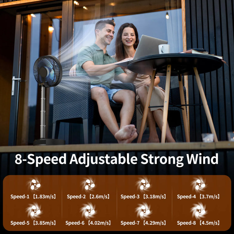 Socool Ventilatore Pieghevole Portatile 20000mAh 8 Velocità & Oscillazione Automatica Ventilatore da Pavimento e da Tavolo Ricaricabile con Telecomando per Casa