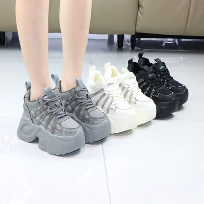 Women's 12cm Invisible Heel Winter Boots - Thick 10cm Fleece-Lined Sneakers Warm Cotton Shoes for Cold Weather Snow boots