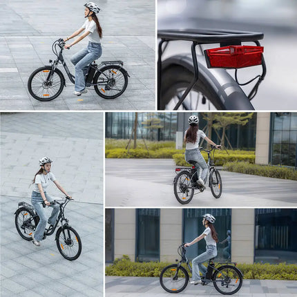 Bicicletta Elettrica Urbana Foride B1, Motore 250W, Coppia 45Nm, Batteria 36V 15.6Ah, Autonomia 90km, 5 Livelli di Assistenza, Modalità Camminata 6km/h