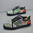 Sneaker Casual Men Designer Rivet Board Shoes Fashion Split Leather Upper Flat Platform White Shoes High Top Nightclub Shoes