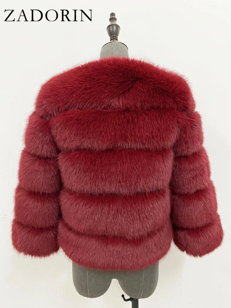 ZADORIN S-6XL Mink Coat Winter Black White Faux Fur Coat Woman Elegant Fluffy Faux Fur Jacket Top Short Fur Coats Woman Clothing