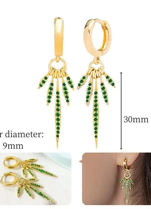 925 Sterling Silver Needle Green Zircon Gold Earrings Heart Hoop Earrings for Women Delicate Stud Earrings Luxury Jewelry Gifts PlatiNum