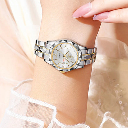 BINBONG Orologi da donna Orologio al quarzo da donna di moda di lusso Orologio da polso in acciaio inossidabile con data luminosa impermeabile Regalo per gli amanti della fidanzata platinumshop