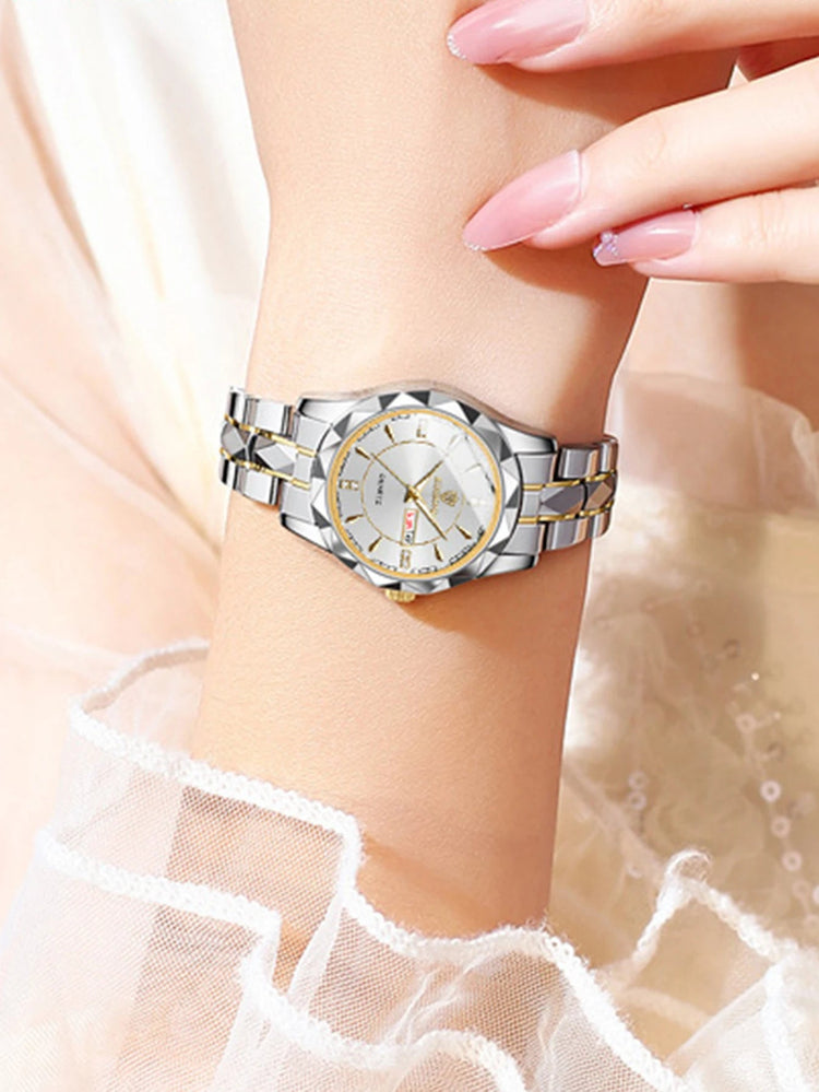 BINBONG Orologi da donna Orologio al quarzo da donna di moda di lusso Orologio da polso in acciaio inossidabile con data luminosa impermeabile Regalo per gli amanti della fidanzata platinumshop