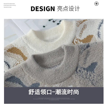 Autumn Winter Graffiti Men's New Sweater 2025 High Quality Men's Brand Hoodie Warm Knitted Tops High Street Trendy Bottom Shirt