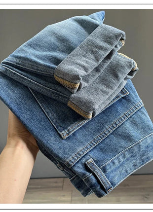 Ripped Jeans Men New Personality Fashion Vintage Blue Streetwear Baggy Denim Pants Casual Tapered Hole Frayed Trousers Male PlatiNum