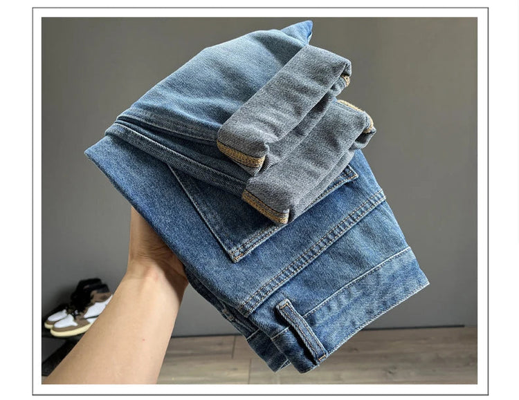 Ripped Jeans Men New Personality Fashion Vintage Blue Streetwear Baggy Denim Pants Casual Tapered Hole Frayed Trousers Male PlatiNum
