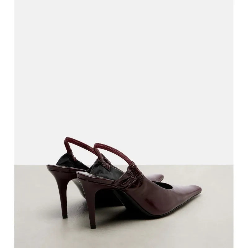 2026Women's Springand SummerPointed StilettoHigh HeelsBaotouCommutingSandals FrenchStyle VersatileRear StrapFashion BanquetShoes