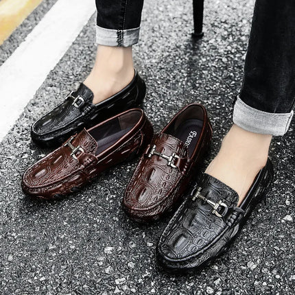 Scarpe Casual da uomo in vera pelle stile coccodrillo mocassini per scarpe comodi da uomo scarpe da uomo Casual Slip on semplici scarpe da guida