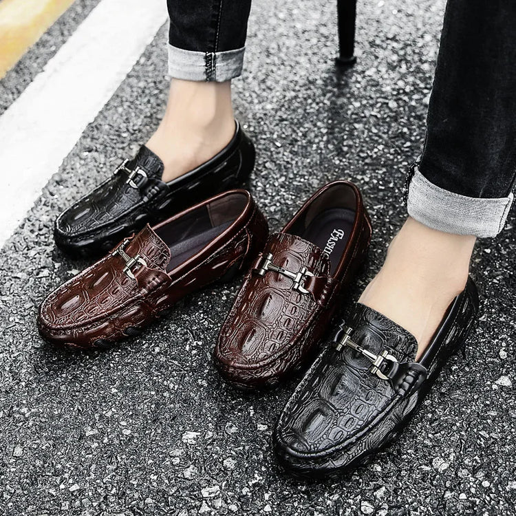Scarpe Casual da uomo in vera pelle stile coccodrillo mocassini per scarpe comodi da uomo scarpe da uomo Casual Slip on semplici scarpe da guida