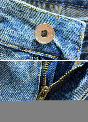Ripped Jeans Men New Personality Fashion Vintage Blue Streetwear Baggy Denim Pants Casual Tapered Hole Frayed Trousers Male PlatiNum