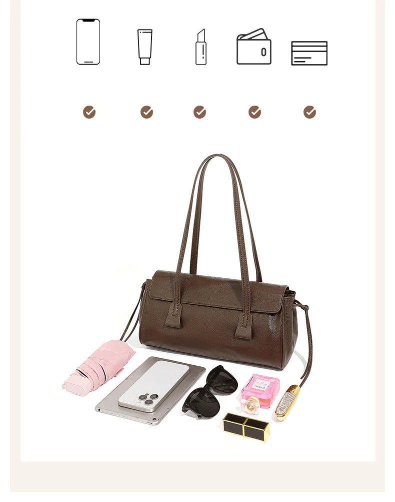 2025 nuova borsa a tracolla da donna in vera pelle borsa di lusso in pelle bovina di grande capacità borsa baguette rossa vino a striscia lunga femminile