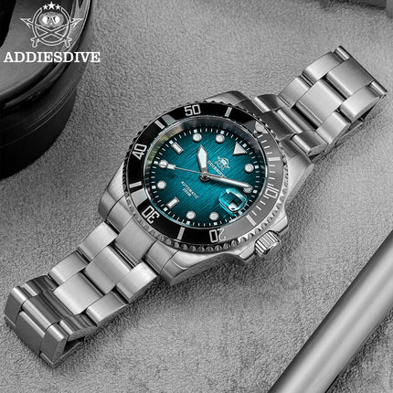 ADDIESDIVE Dive Watch Men NH35A Automatic 200M Waterproof Sapphire Crystal Ceramic Bezel Luminous Steel Wristwatch AD2078