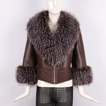 ZADORIN Luxury Winter Faux Raccoon Fur Coat Woman Short Faux Sheepskin Leather Jacket Warm Fur Lined Elegant Woman Clothes Tops
