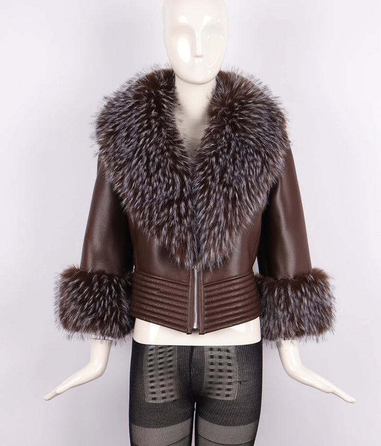 ZADORIN Luxury Winter Faux Raccoon Fur Coat Woman Short Faux Sheepskin Leather Jacket Warm Fur Lined Elegant Woman Clothes Tops