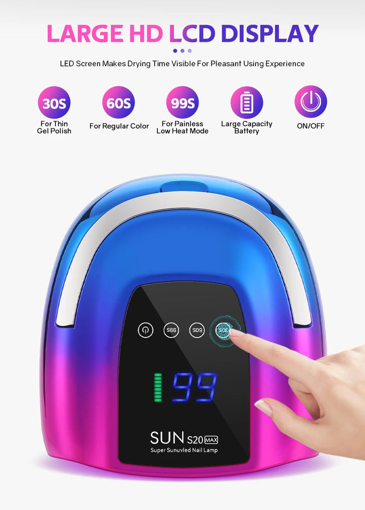 48 LEDs ,200W UV Nail Lamp , LCD Screen, Rechargeable – Cures All Gel Nails, Manicure & Nail Art Tool