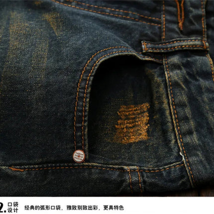 2026 Men's Dark Blue Jeans, Vintage Fashion Casual Trousers, Denim Pants Asian Sizes 29-38, 40, 42. PlatiNum