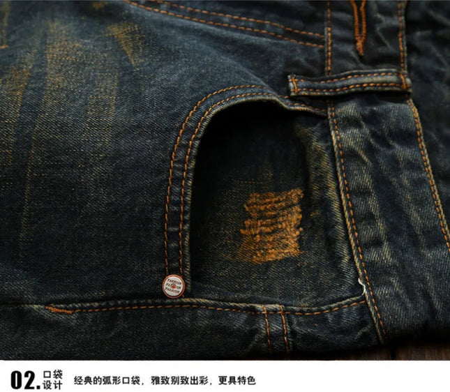 2026 Men's Dark Blue Jeans, Vintage Fashion Casual Trousers, Denim Pants Asian Sizes 29-38, 40, 42. PlatiNum