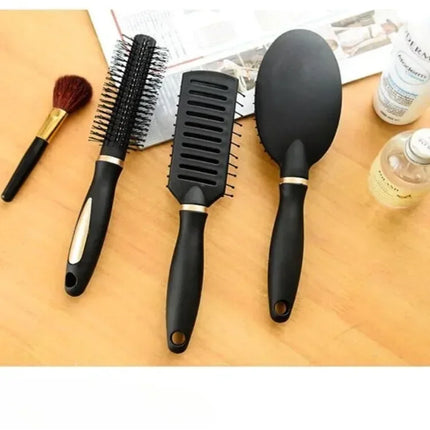 Portable Black Round Hair Brush Curling Styling Hair Comb Easy to Use Salon Hair Tool