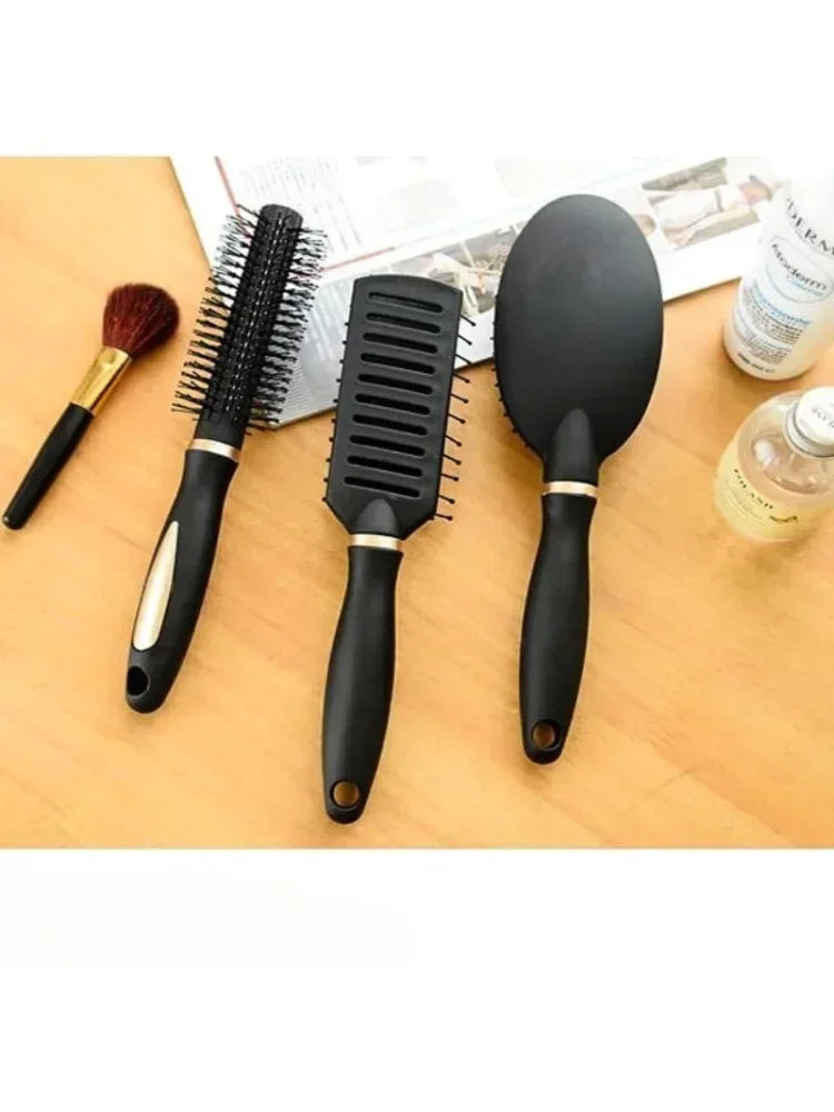 Portable Black Round Hair Brush Curling Styling Hair Comb Easy to Use Salon Hair Tool