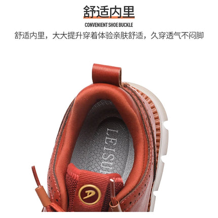 Men's Leather Casual Oxford Shoes, Breathable Anti-Slip Soft Sole Fashion Sneakers for Business Walking and Daily Wear