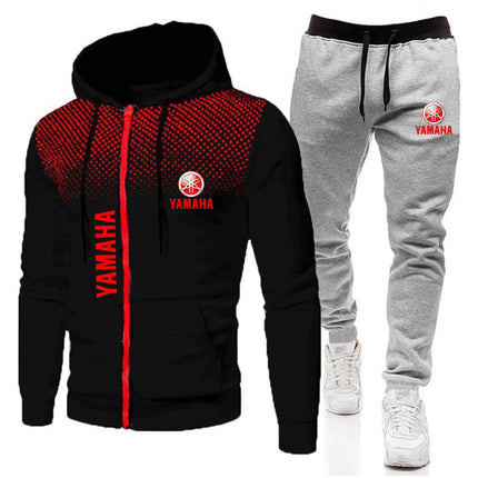 The popular Yamaha logo two-piece men's sportswear for 2025, running clothes, sportswear, hooded sweatshirt, zipper sweatshirt, PlatiNum