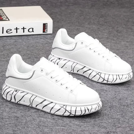 Brand men's shoes, fashionable and versatile couple's sneakers, breathable sports and leisure thick-soled women's white shoes