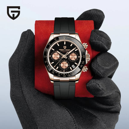 PAGANI DESIGN Nuovo Orologio da Polso al Quarzo da Uomo con Quadrante in Meteorite, Vetro Zaffiro, Cronografo, Impermeabile 100m, in Acciaio Inossidabile