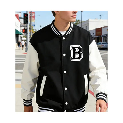 Men's casual baseball jacket, men's cool jacket, jacket pocket design, printed pattern