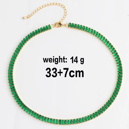 Collana girocollo con zirconi cubici da donna verde di lusso Collana con catena da tennis in cristallo arcobaleno lucido CZ per regalo da donna