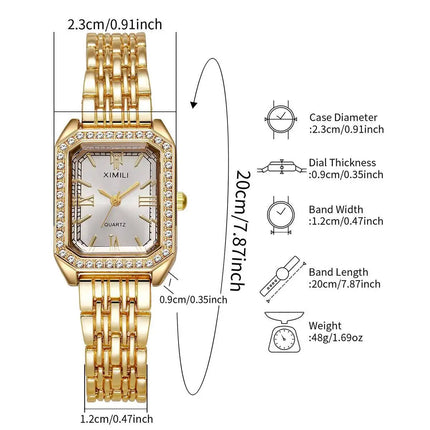 Orologi da donna rettangolari alla moda Orologio da donna al quarzo con strass Orologio da polso con cinturino Reloj Mujer (senza scatola) platinumshop