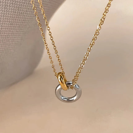 eManco Stainless Steel two-color pendant Necklaces For Women Chokers Trend Fashion Festival Party Gift Jewelry PlatiNum