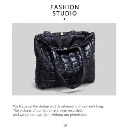 Large Capacity Women's Tote Bag Street Style Commuter Bag down Handbag Fashion Pure Color Handbag PU Material Daily Match PlatiNum