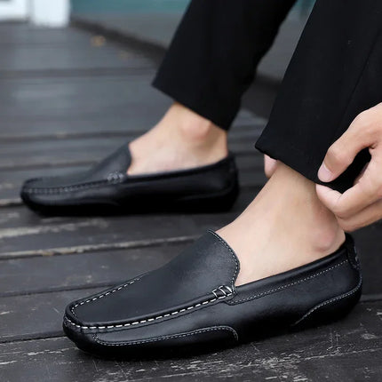 Mocassini in Pelle Traspirante, Scarpe Casual da Uomo, Slip-on Formali Italiane, Chaussure Homme