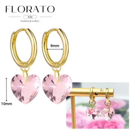 Lussuosa geometria 925 orecchio in argento sterling Ago rosa serie zircone orecchini a cerchio pendenti dolce moda regali di gioielli da sposa platinumshop