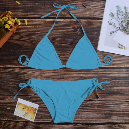 Costume da bagno bikini sexy da donna con perizoma, modello brasiliano con lacci, per l'estate e le vacanze al mare platinumshop
