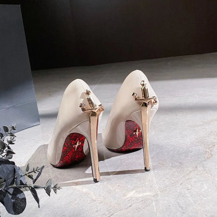 Scarpe da Donna di Lusso con Decorazioni Metalliche, Tacco Alto a Punta, Eleganti Scarpe Casual Francesi, Zapatos Mujer platinumshop