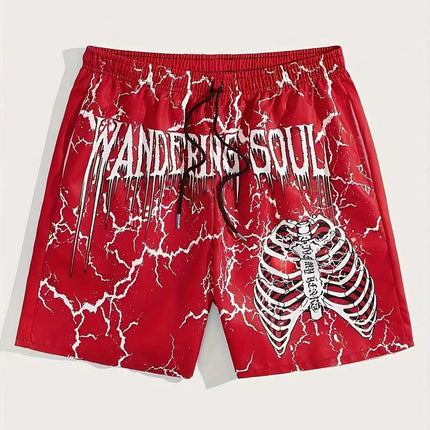 Pantaloncini da uomo estivi con stampa di elementi a mano scheletro Pantaloncini ad asciugatura rapida Pantaloncini sportivi traspiranti alla moda estiva da uomo Tendenza confortevole platinumshop