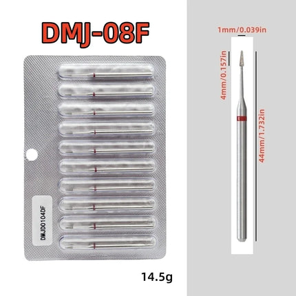 10Pcs/set Diamond Nail Drill Bit Set Nail Diamond Milling Cutter for Manicure 3/32" Burr Electric Nail File Cuticle Remover Tool 2028